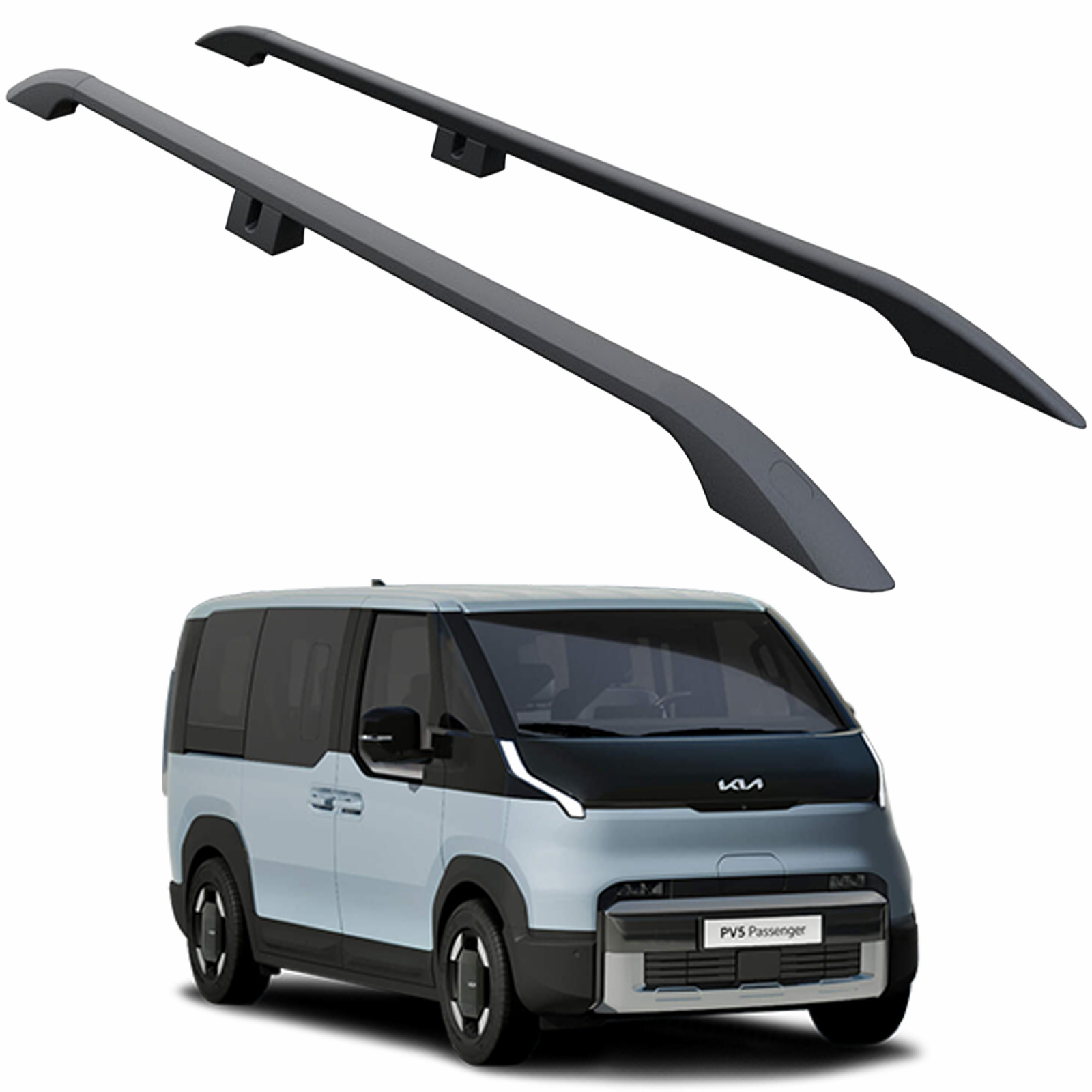 For Kia PV5 Roof Side Rails – Plus Model, Aluminum Black For Kia PV5 Roof Side Rails – Plus Model, Aluminum Black